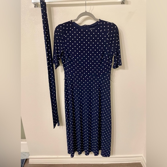 Anne Klein Polka Dot Midi Dress - Size 4 - Navy and White - New Without Tags - Picture 5 of 10